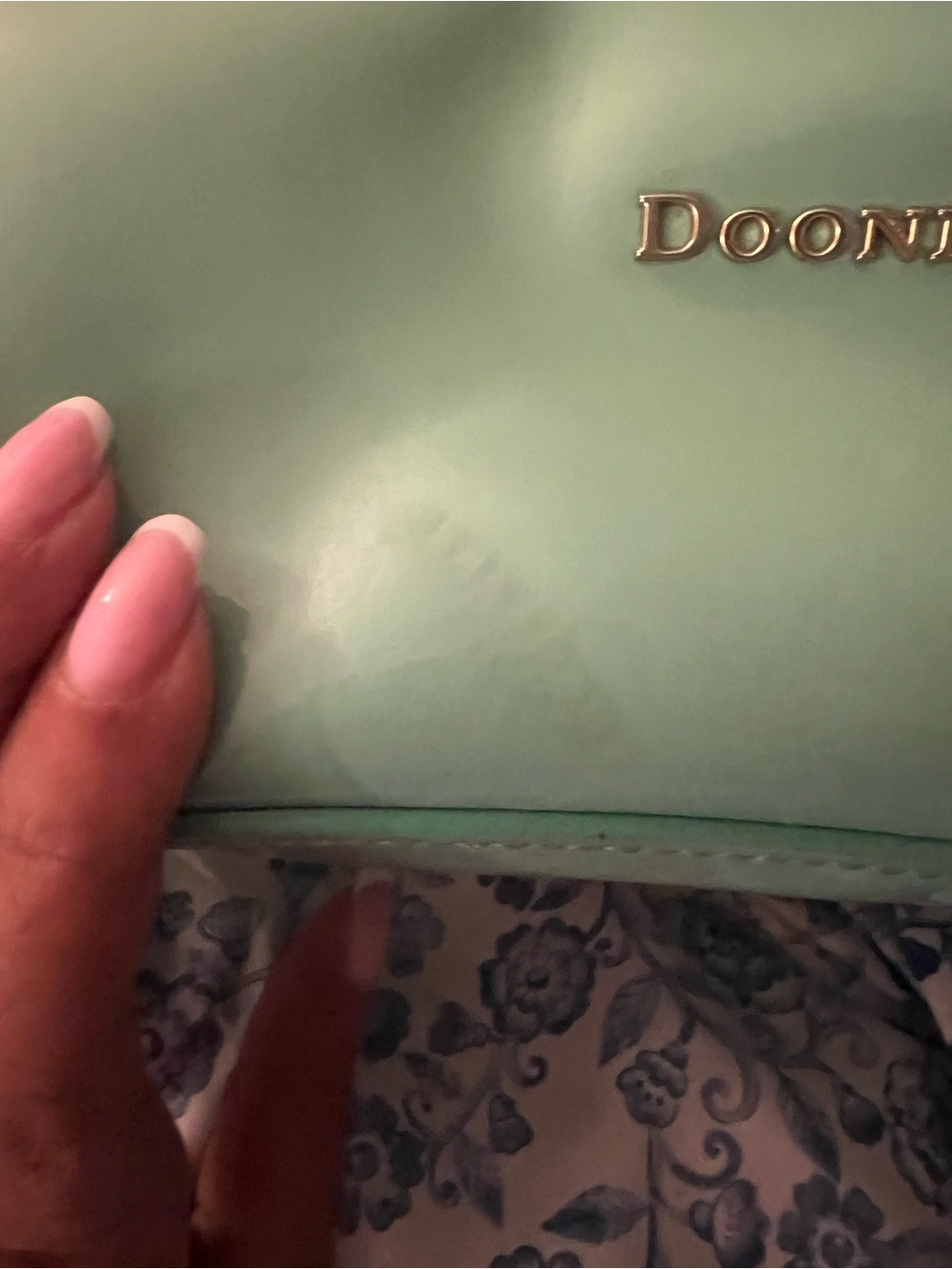 Dooney & Bourke Claremont Dover Tote Mint Green Patent Leather Bag - Picture 8 of 10